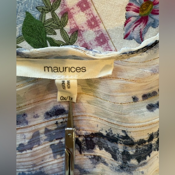 Maurices Blue White Tie-Dye Sparkle Top Kimono 0X or 1X Swim Cover up - Picture 2 of 6